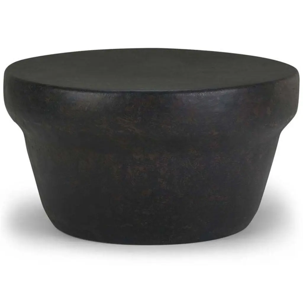 Maklaine Industrial 33 Inch Metal Coffee Table Rustic Bronze