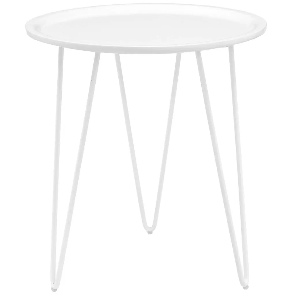 Industrial Country Cottage Farm Beach House Side Table Metal Steel White Mod