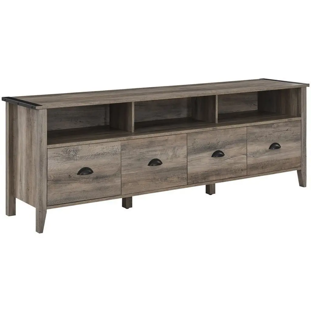 Clair 70 Industrial Farmhouse 4-Drawer TV Stand Gray Wash - Rustic Media Console Walker Edison