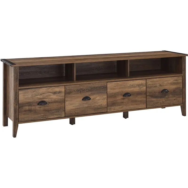 Clair 70 Industrial Farmhouse 4-Drawer TV Stand Rustic Oak Large TVs Walker Edison