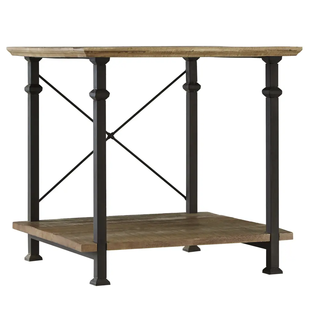 Vintage Industrial 1Pc End Table Lower Shelf Rustic Poplar Finish Side Table kanepe