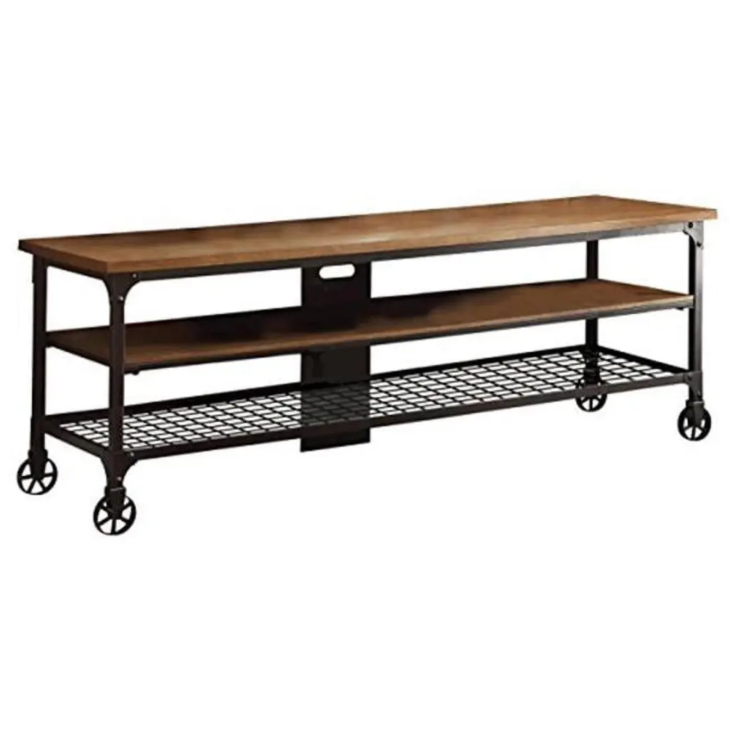 Lexicon Millwood Metal TV Stand Natural and Black - Industrial Style Media Console