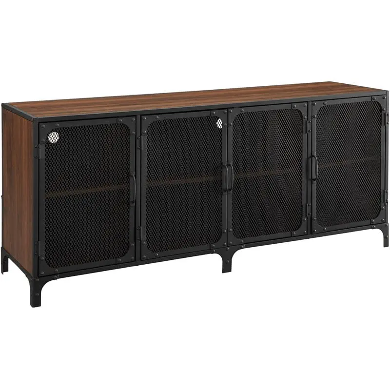 Sona 60 Industrial TV Stand Adjustable Shelves Dark Walnut Modern Media Console Walker Edison