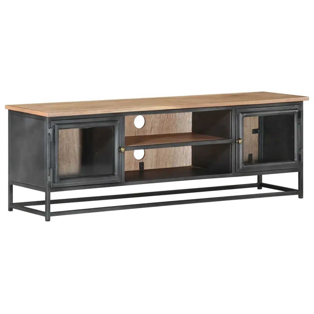 vidaXL TV Stand Gray 47.2x11.8x15.7 Solid Wood Acacia and Steel