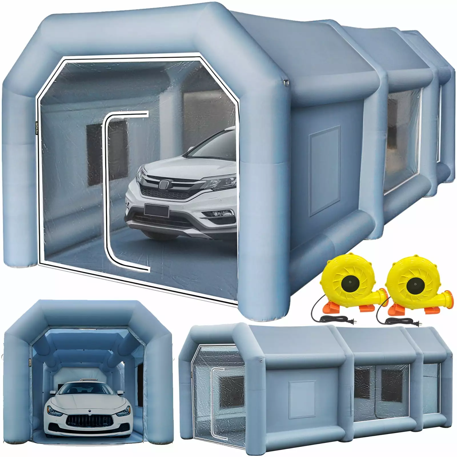 VEVOR Inflatable Paint Booth 19.69x13.12x8.53 ft Spray Paint Booth 750W+350W Blowers and Air Filter System 19