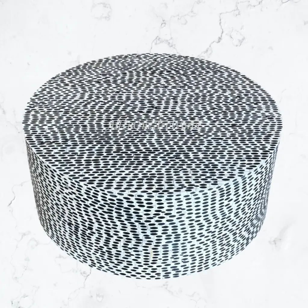 LATEST Full Bone Inlay Coffee Table Black and White Conversation Table Luxury Handicrafts