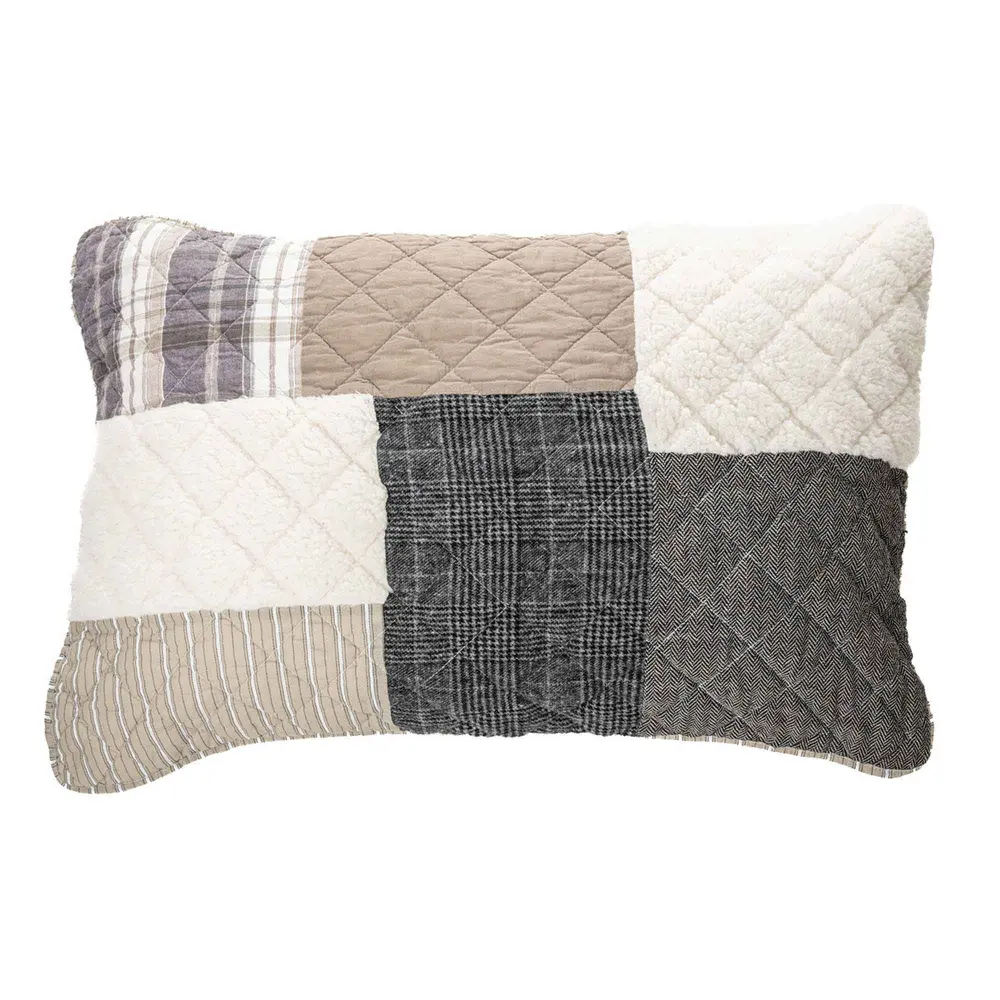 Embroidered Patchwork Theory Decorative Pillow Cover, Queen (20'' x 30'')