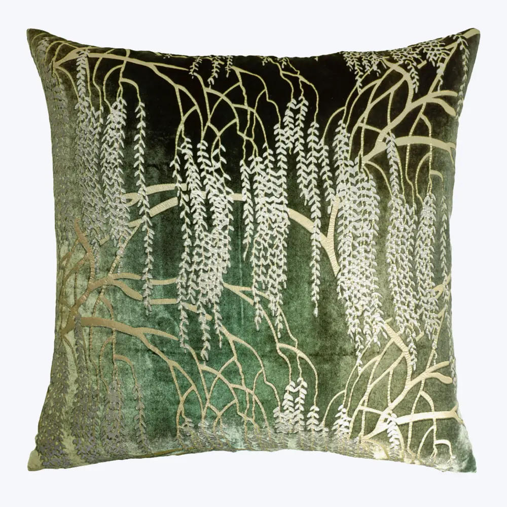 Willow Metallic Plush Pillow, Evergreen Wedding Decor