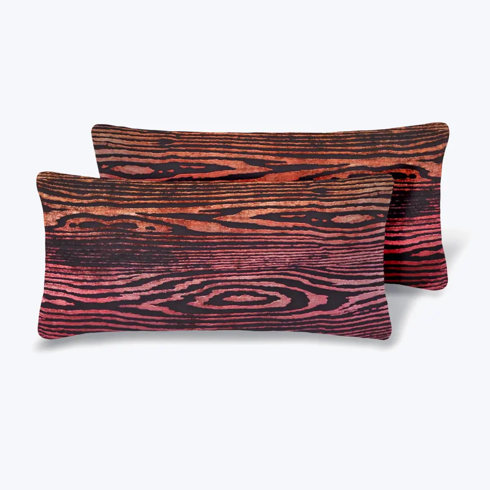 Woodgrain Velvet Pillow, Place 2 Navy Blue