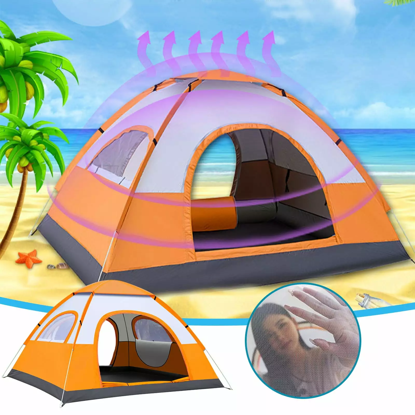 Sokhug Automatic Tent - 2 Second Quick Open, Rain and Sun Protection Camping