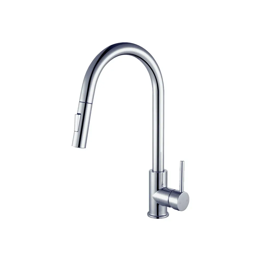 MONROE-C Kitchen Faucet Pull-Down Dual-Jet Spout, Shiny metal
