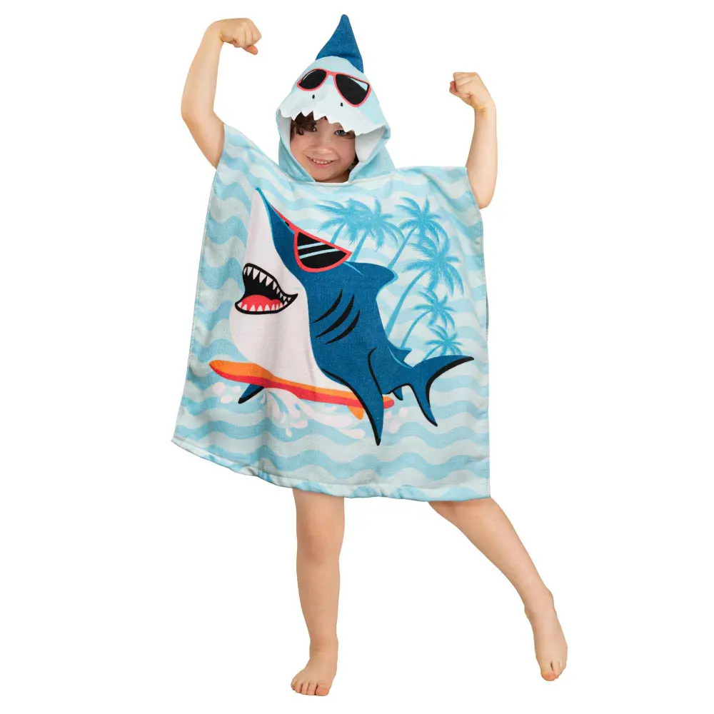 Kids Hooded Towel, 23.5'' x 47'' (Shark)