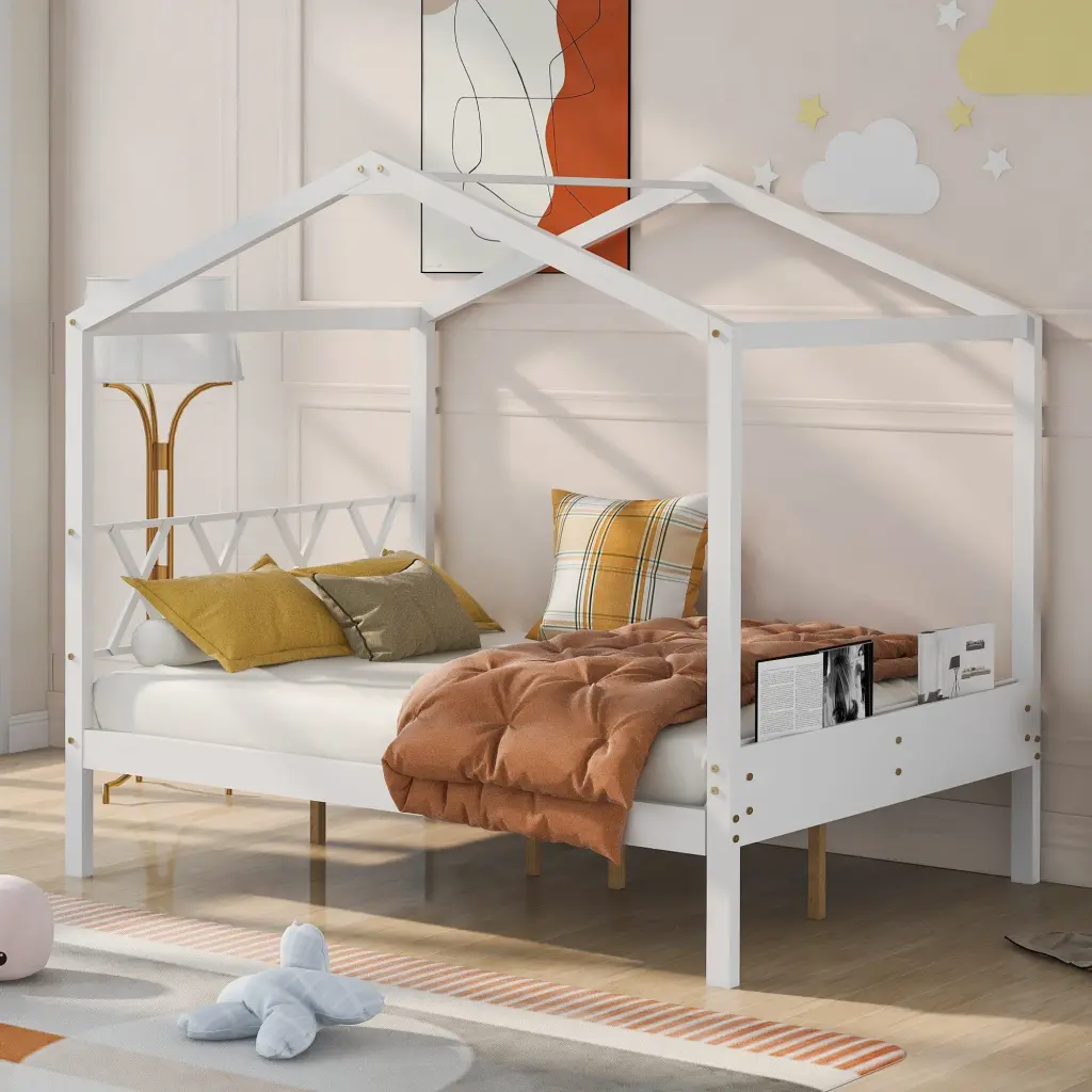 Full Dimensions Timber House Bed Storage Space, White Old Sku :Lp000002Aa lucky furniture