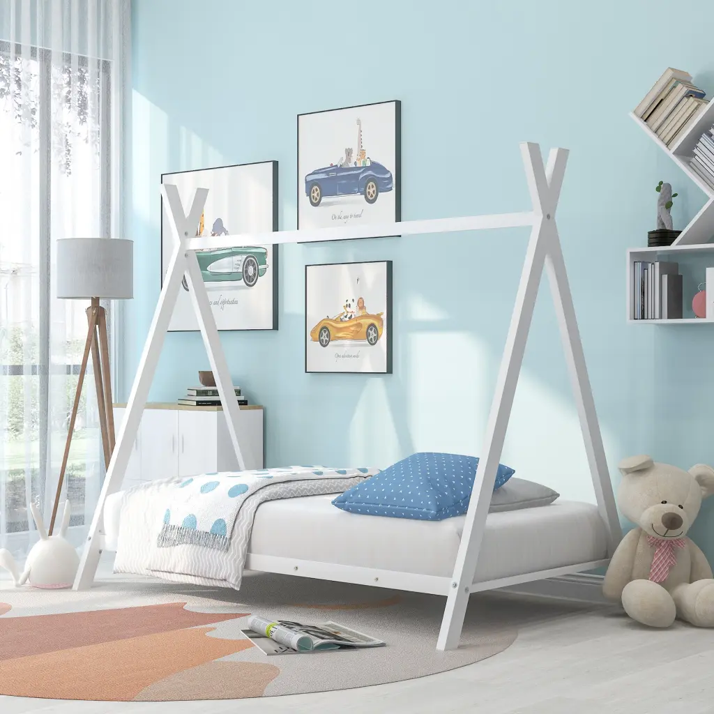 Houtilize Bed Tent Bed Frame Twin Dimensions Metal Floor Play Bed Slats lucky furniture
