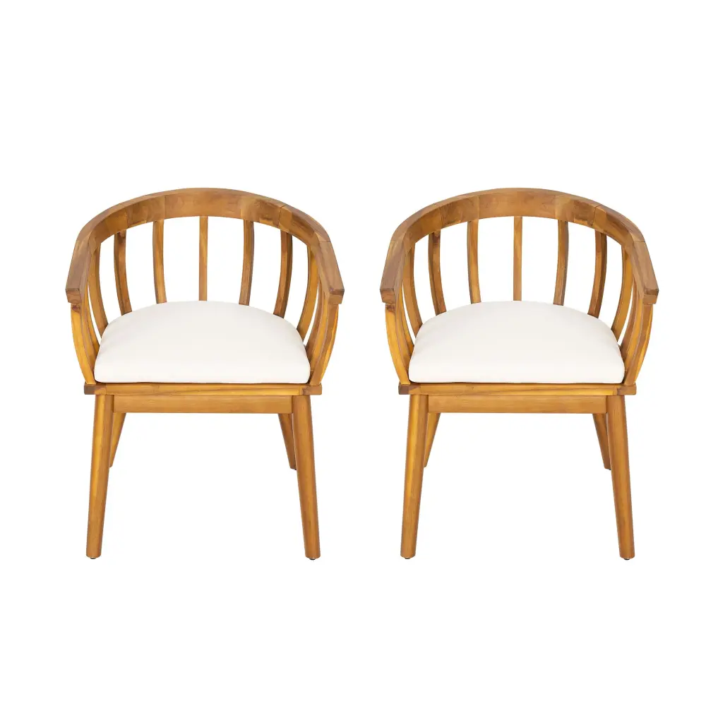 Klismos - Dining Armchair place 2) - Teak / Beige