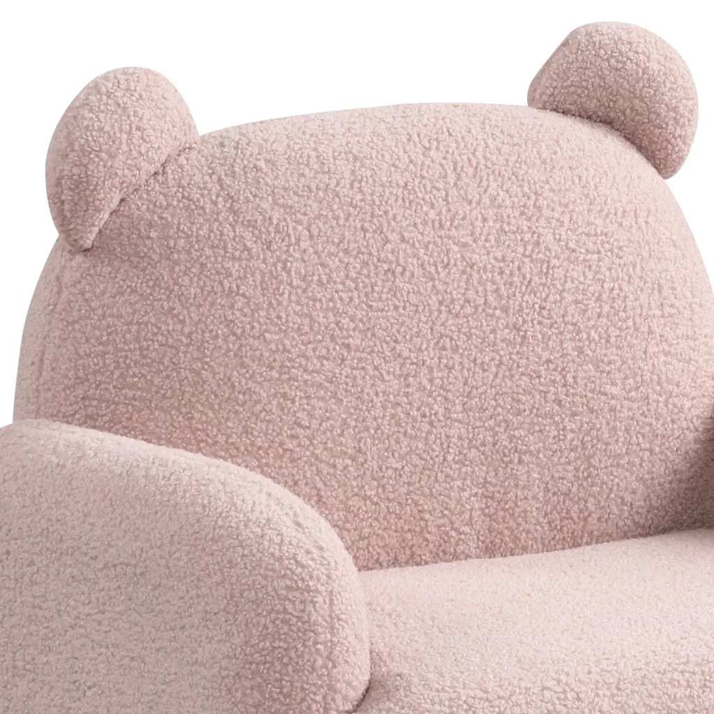 Raelynn 25.5 Inch Pink Teddy Velvet Bear Influenced Kids Armchair lilola home