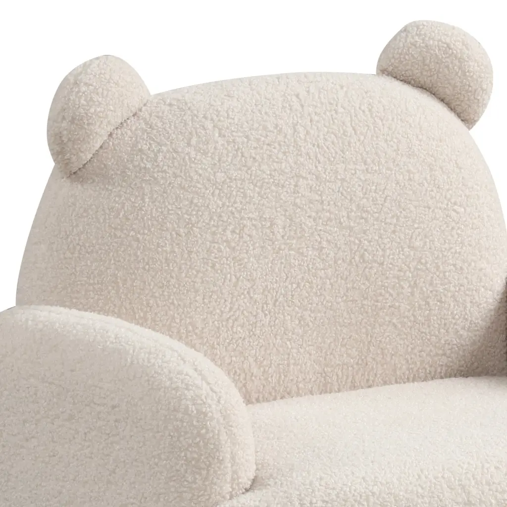 Raelynn 25.5W Beige Sherpa Bear Influenced Kids Armchair Foam Cushion lilola home