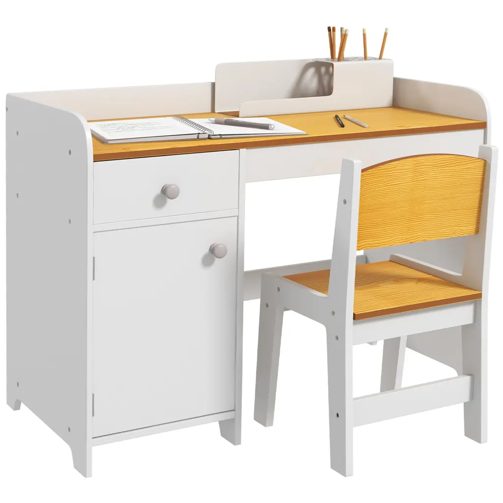 Qaba Kids Desk and Chair Set Storage Drawer Study Desk Chair aosom business
