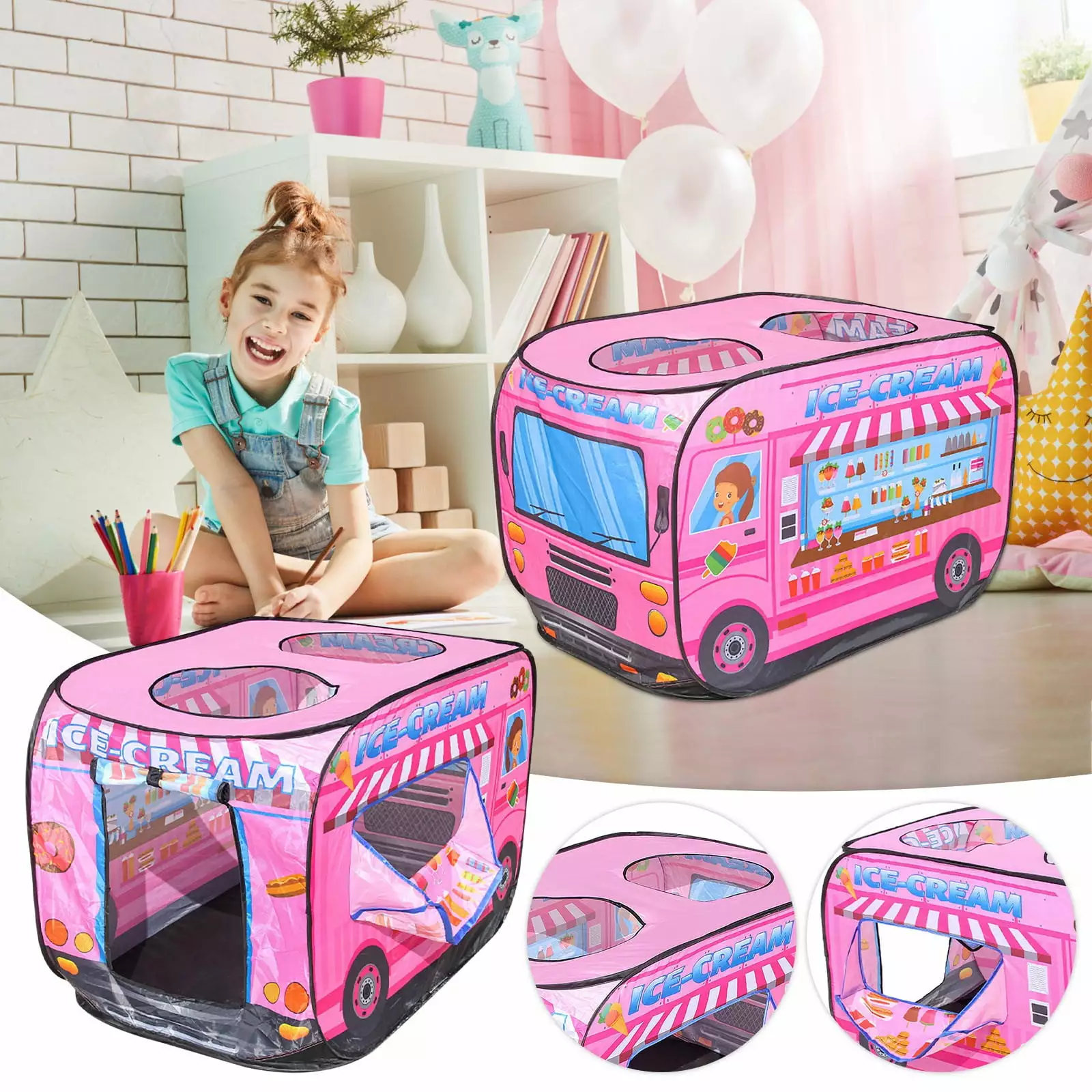 Children's Folding Car Tent Ice Cream Dessert Indoor Outdoor Play Tent Climbing Game House