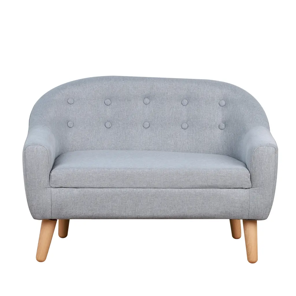 2 Seat Kids Sofa Linen Fabric Wooden Frame Toddler Furniture aosom business