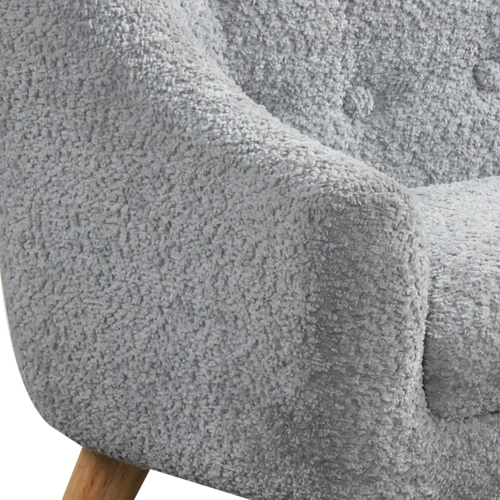 Amelia 28W Gray Chenille Kids Sofa Tufted Back And Wooden Legs lilola home