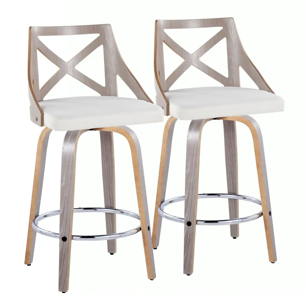 Charlotte - Farmhouse Fixed Height Counter Stool Round Footrest place 2)