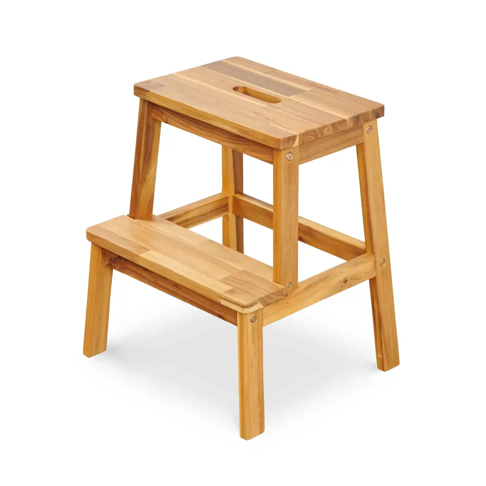 Grow--Me 2 Step Stool, Indoor / Outdoor Employ - Acacia Wood