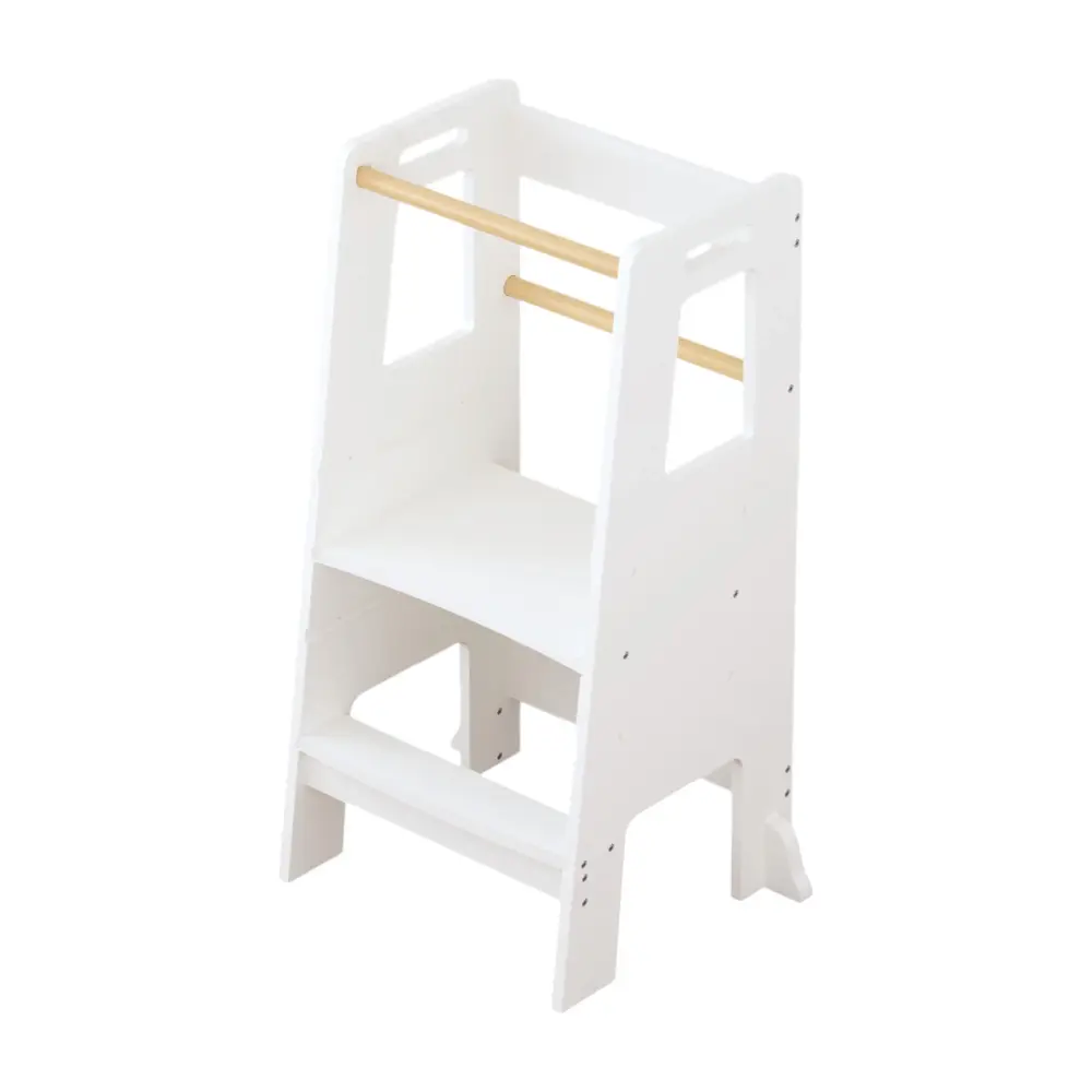 Montessori Inspired Standing Tower, Child Kitchen Step Stool Toddler, Montessori Stool Adaptable Height - White