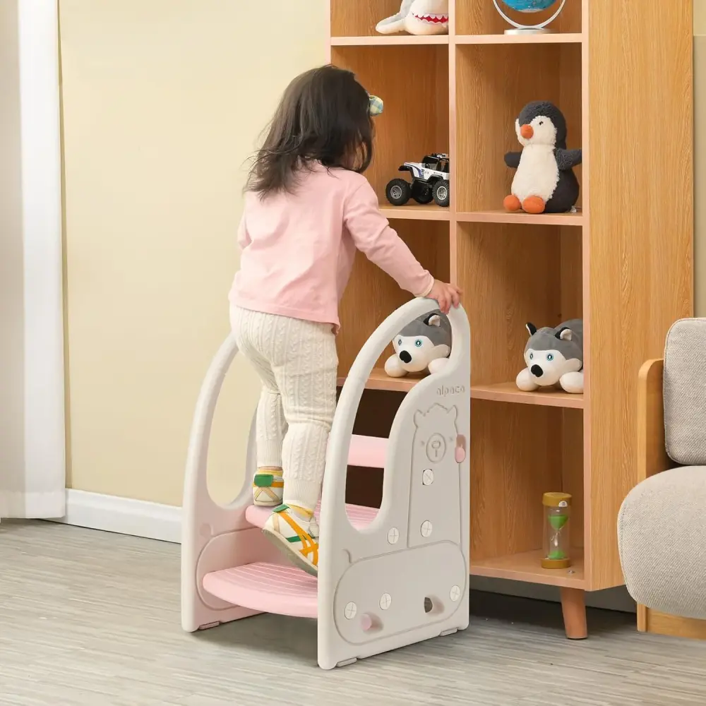 Sturdy Wooden 3 Step Stool Onasti Kids Standing Tower Processes and Non-Slip Pads