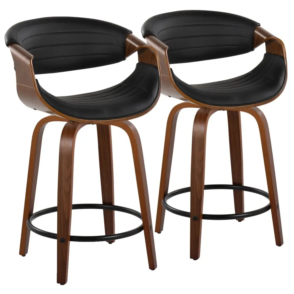 Symphony - Mid Century Modern Fixed Height Counter Stool Turn Round Footrest (Set 2)