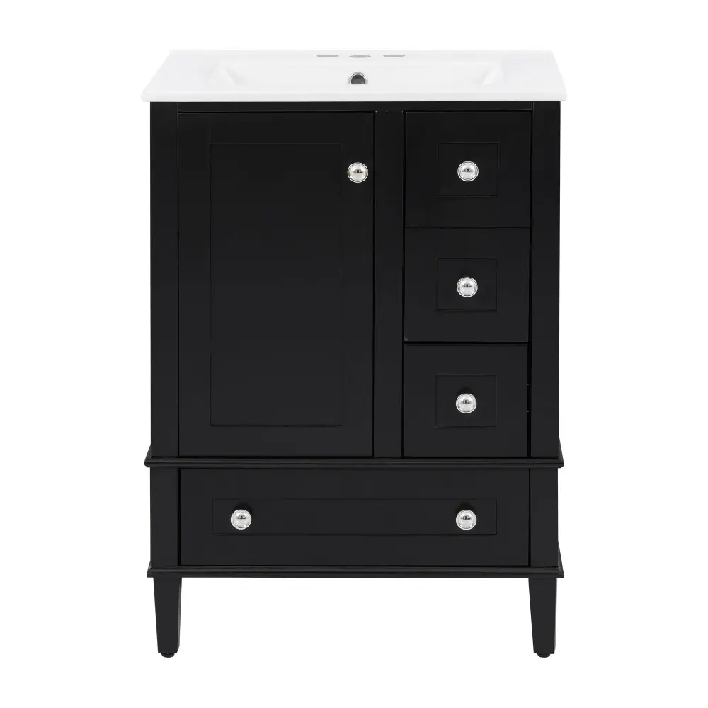 Bathroom Vanity Integrated Basin, Soft Close Drawers, Door Mounted Paired Layer Shelf