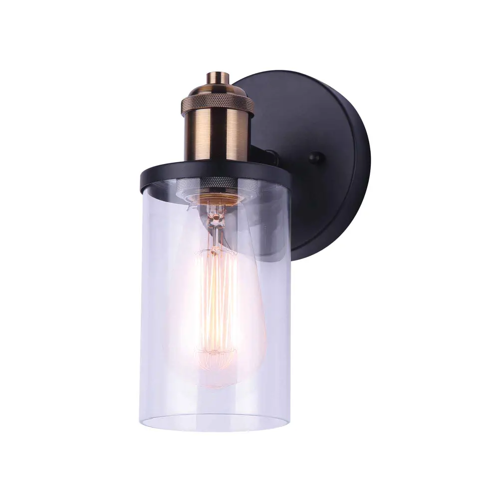 Cecilia 1-Light Interior Wall Light, Matte Black and Amber