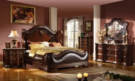 4-Piece King Bed Set Dark Walnut, Box Spring Not Required galaxy home furnishings