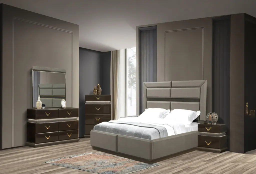 Dunhill Modern Style 5 Piece King Bedroom Set Brown Wood Furniture galaxy home furnishings