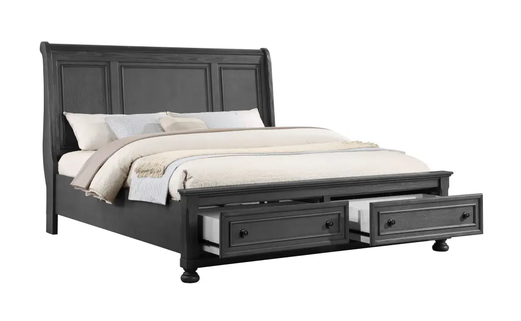Jackson Modern Style King Bed Timber Frame and Rustic Gray Finish galaxy home furnishings