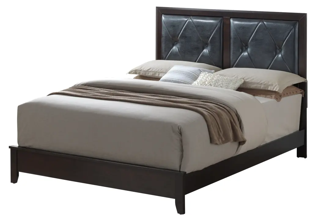 Elegant Transitional King Bed Rich Espresso MDF Bedroom glory furniture