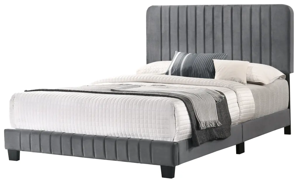 Lodi G0408 KB Up King Bed Gray Foam and Velvet Upholstery glory furniture