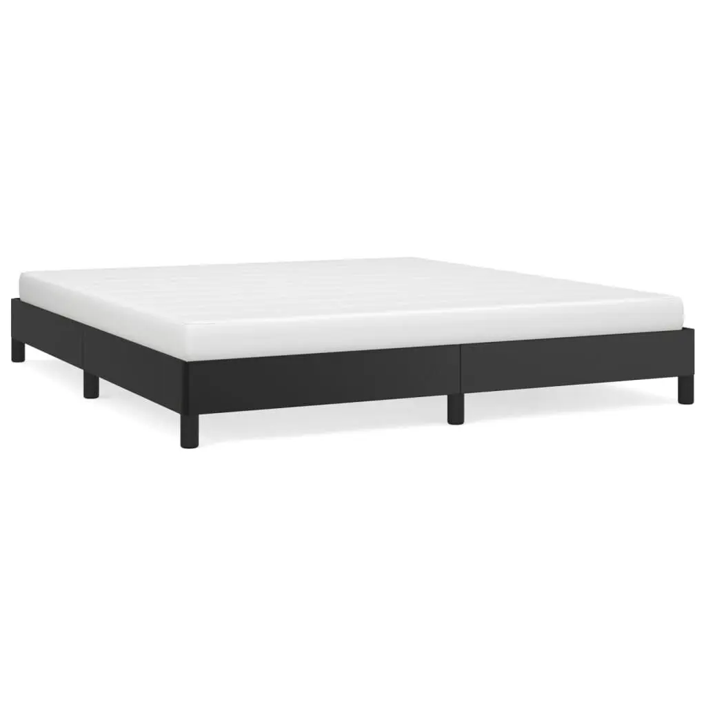 Bed Frame without Mattress Black 76x79.9 Inches King Size Faux Leather Platform Bed