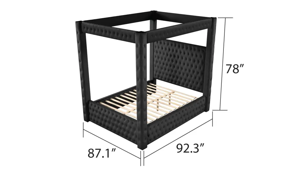 Opulent Four Poster King 5 Pc Vanity Bedroom Set Wood Black Box Design galaxy home furnishings
