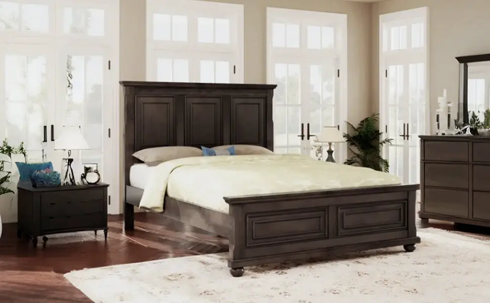 Traditional Town and Country Style Pinewood Vintage King Bed Rich Brown Finish bed best