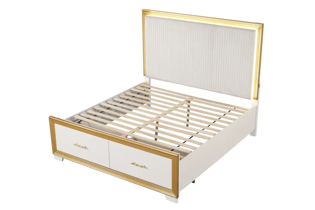 Contemporary Style King Tufted Bed Made Timber and Precious Metal Finish galaxy home furnishings