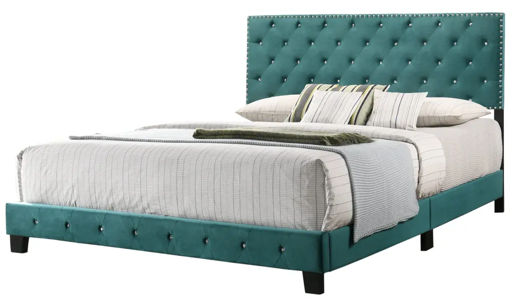 Chic King Bed Your Bedroom Green Foam Velvet glory furniture