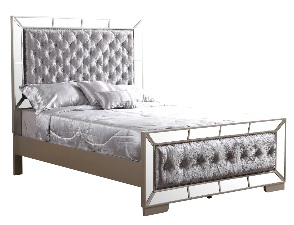 Polished Silver Champagne Contemporary King Bed Particle Board Frame glory furniture