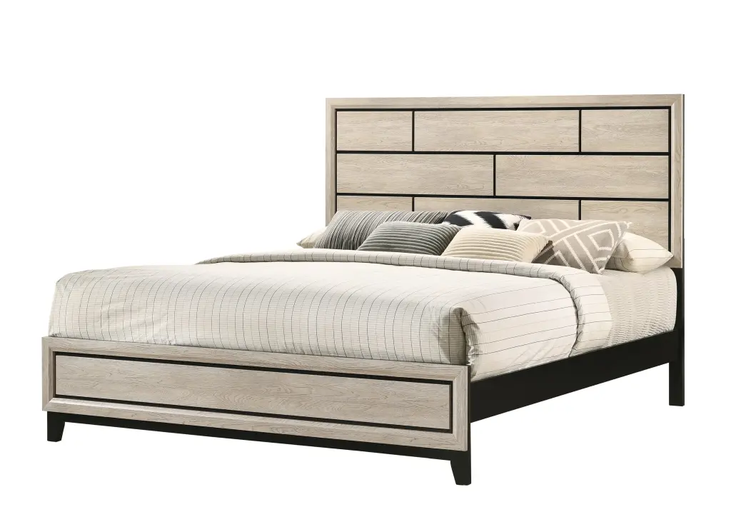 Contemporary Drift Timber Chalk Finish King Size Low Profile Panel Bed kanepe