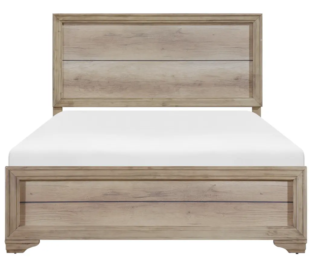 Natural Finish Eastern King Bed Industrial Style Timber Bedroom Furniture kanepe