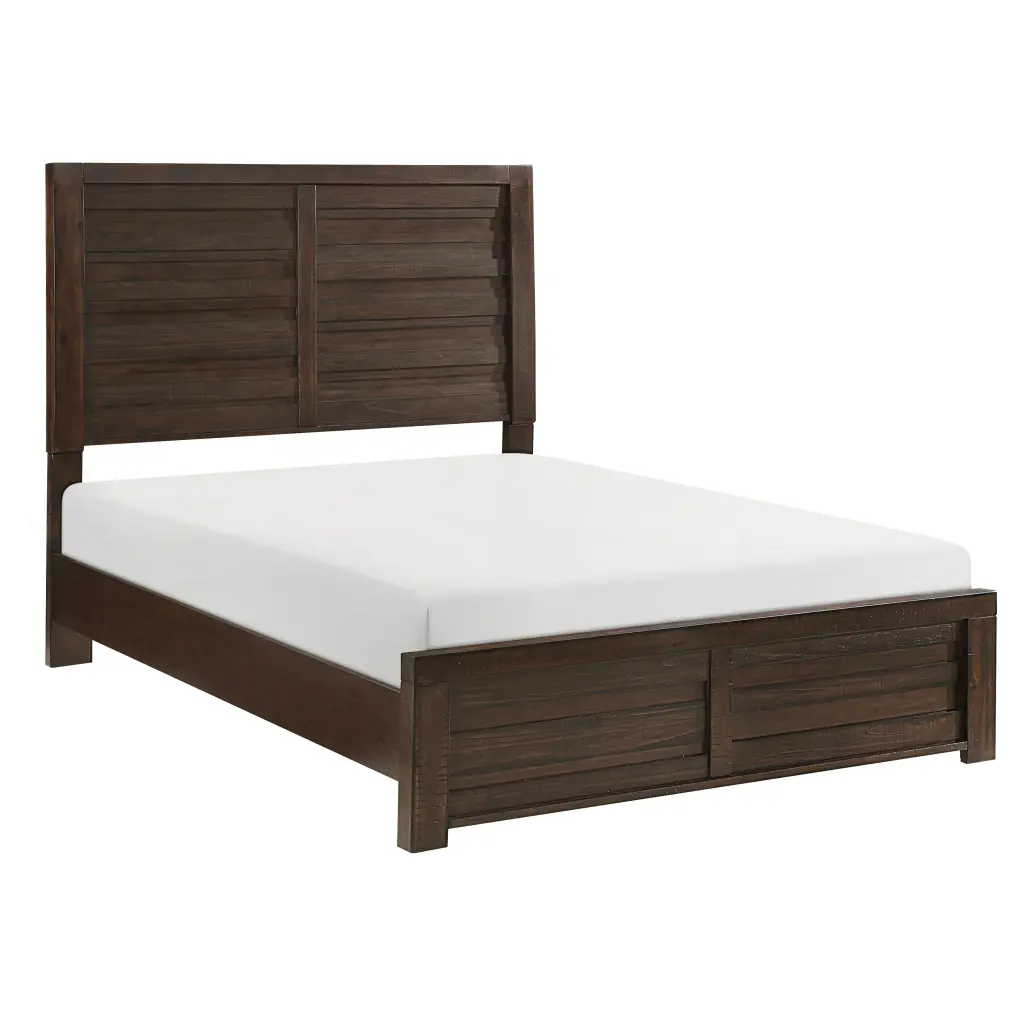 Rustic Style Dark Brown Finish Eastern King Size Panel Bed 1Pc Wooden Frame kanepe