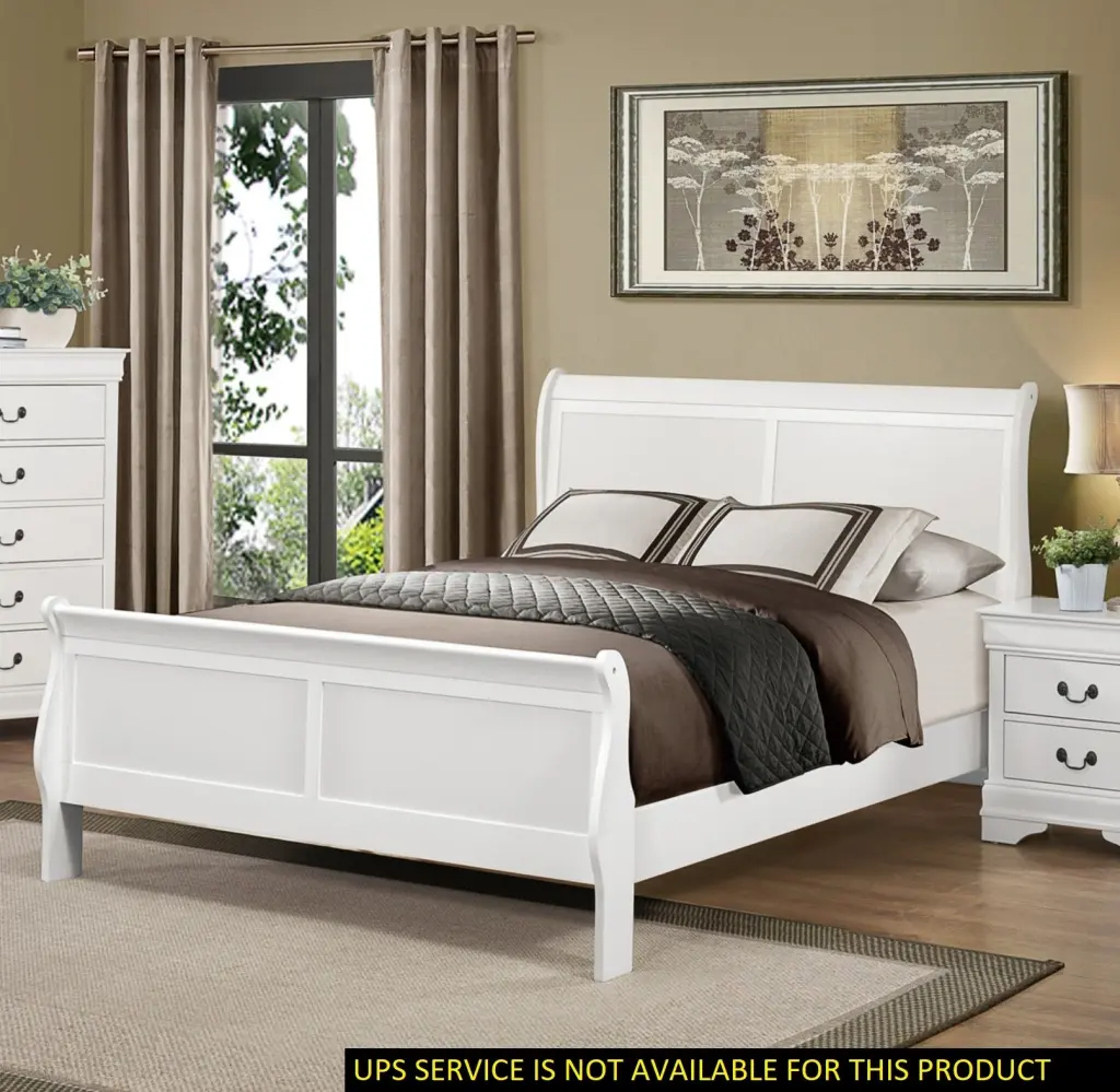 Timeless Louis Philippe Style White Eastern King Size Bed Traditional Design kanepe