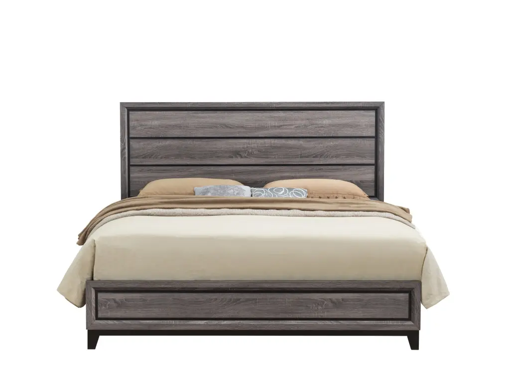 Mirage Grey King Bed Frame Black Gray Made from Rubber Wood Durability luxe modern furniture