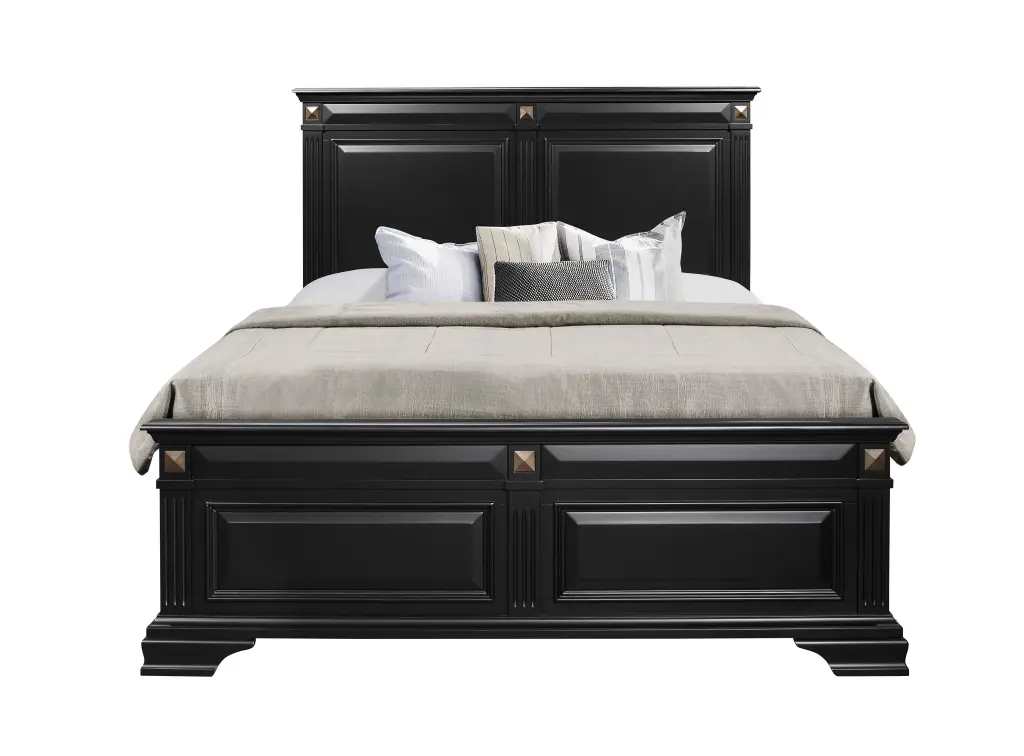 Rex King Bed Black Solid Timber MDF Frame Eastern King Size Bedroom Furniture luxe modern furniture