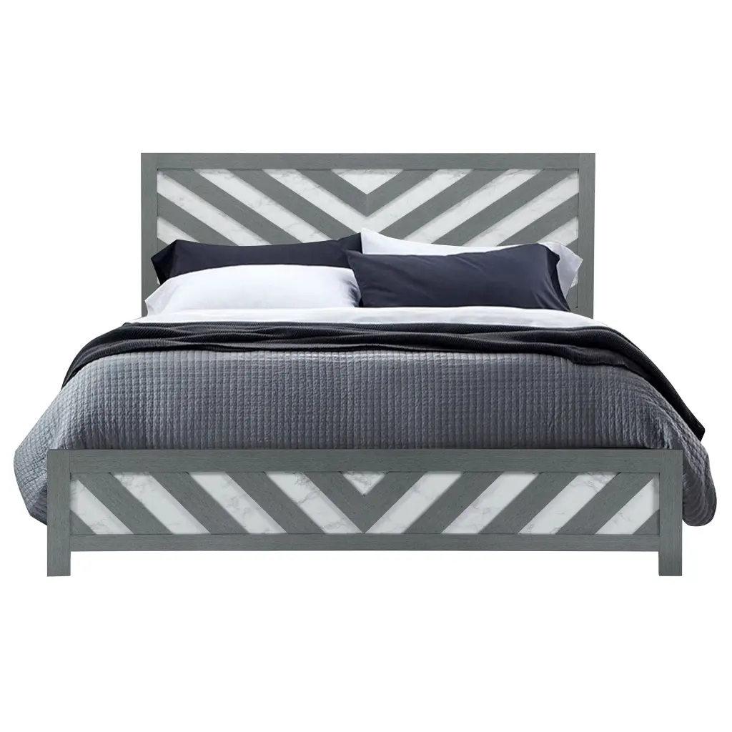 Rush Grey King Bed - Solid Timber and MDF Construction luxe modern furniture